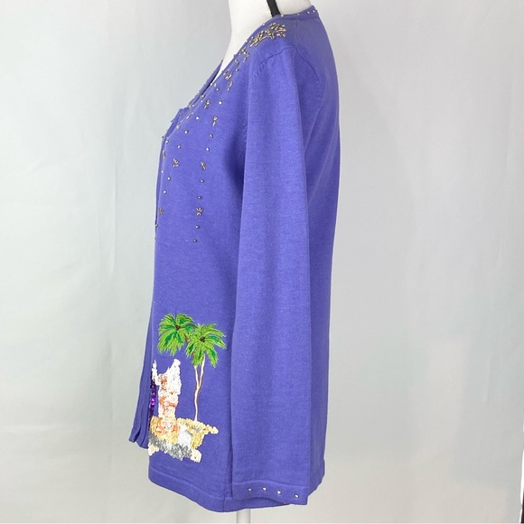 Storybook Knits Womens Christmas Sequin Three Wise Men Manger Sweater Sz Small - Picture 3 of 9